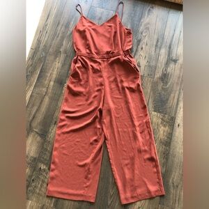 Uniqlo Rust-Red Wide Leg Sleeveless Jumpsuit
